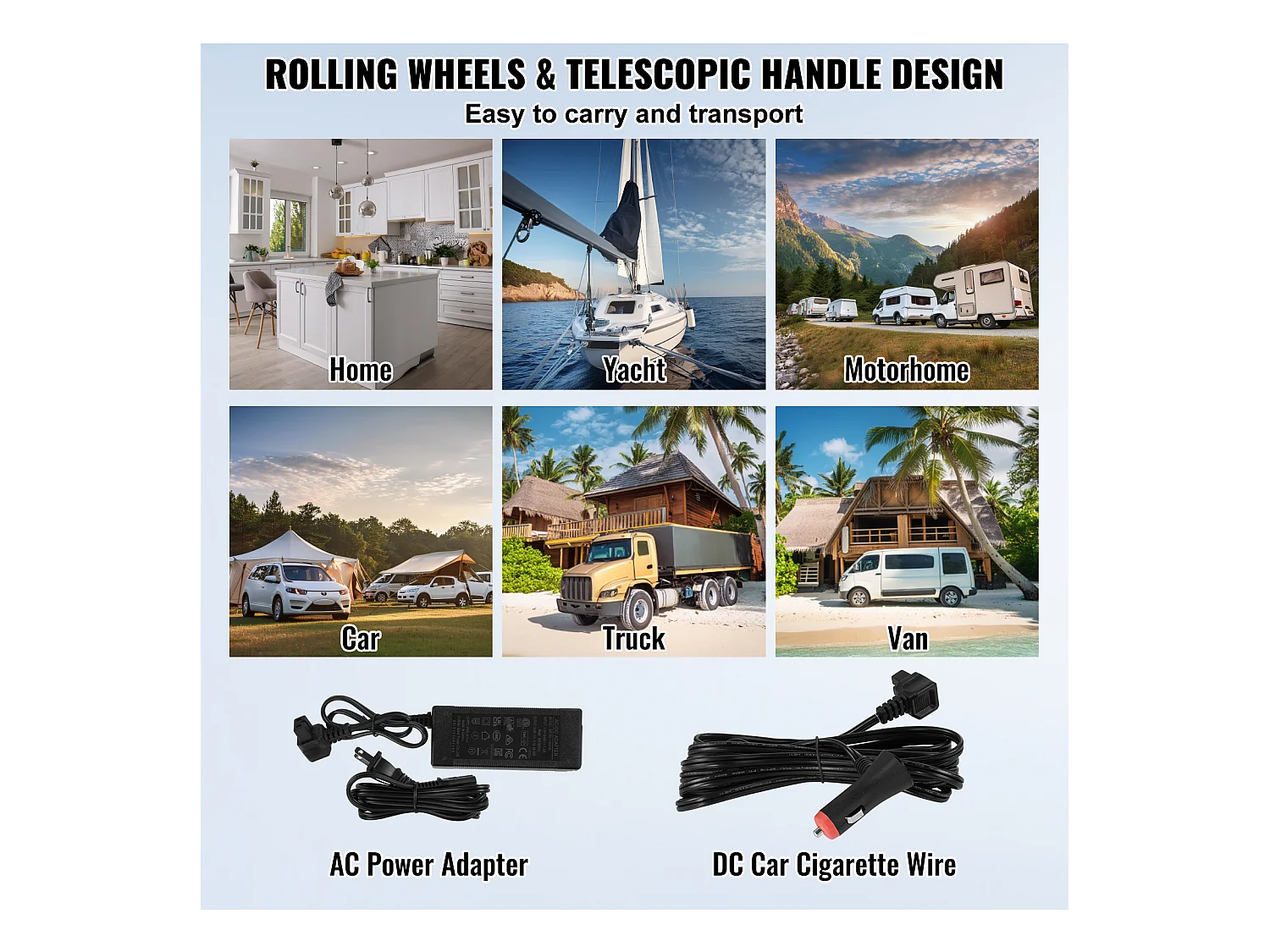 Réfrigérateur Portable SucceBuy, 58 L, Double Zone, Réfrigérateur Congélateur pour la Maison, l'Extérieur, le Camping, le Camping-Car