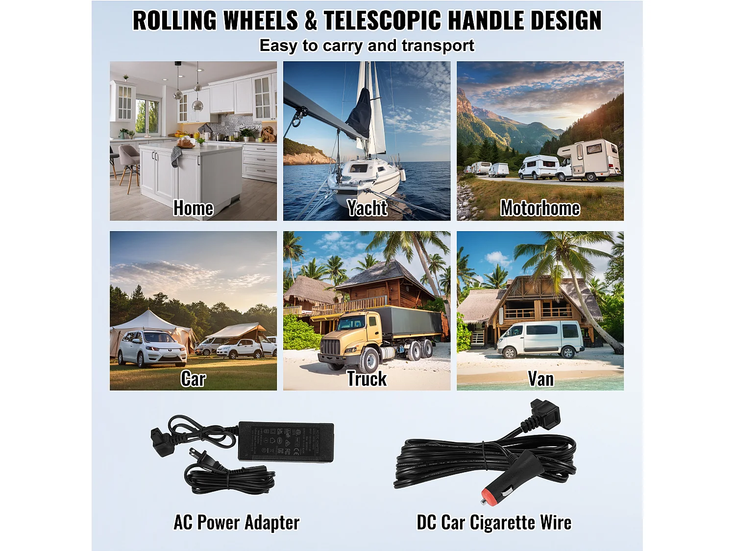 Réfrigérateur Portable SucceBuy, 58 L, Double Zone, Réfrigérateur Congélateur pour la Maison, l'Extérieur, le Camping, le Camping-Car