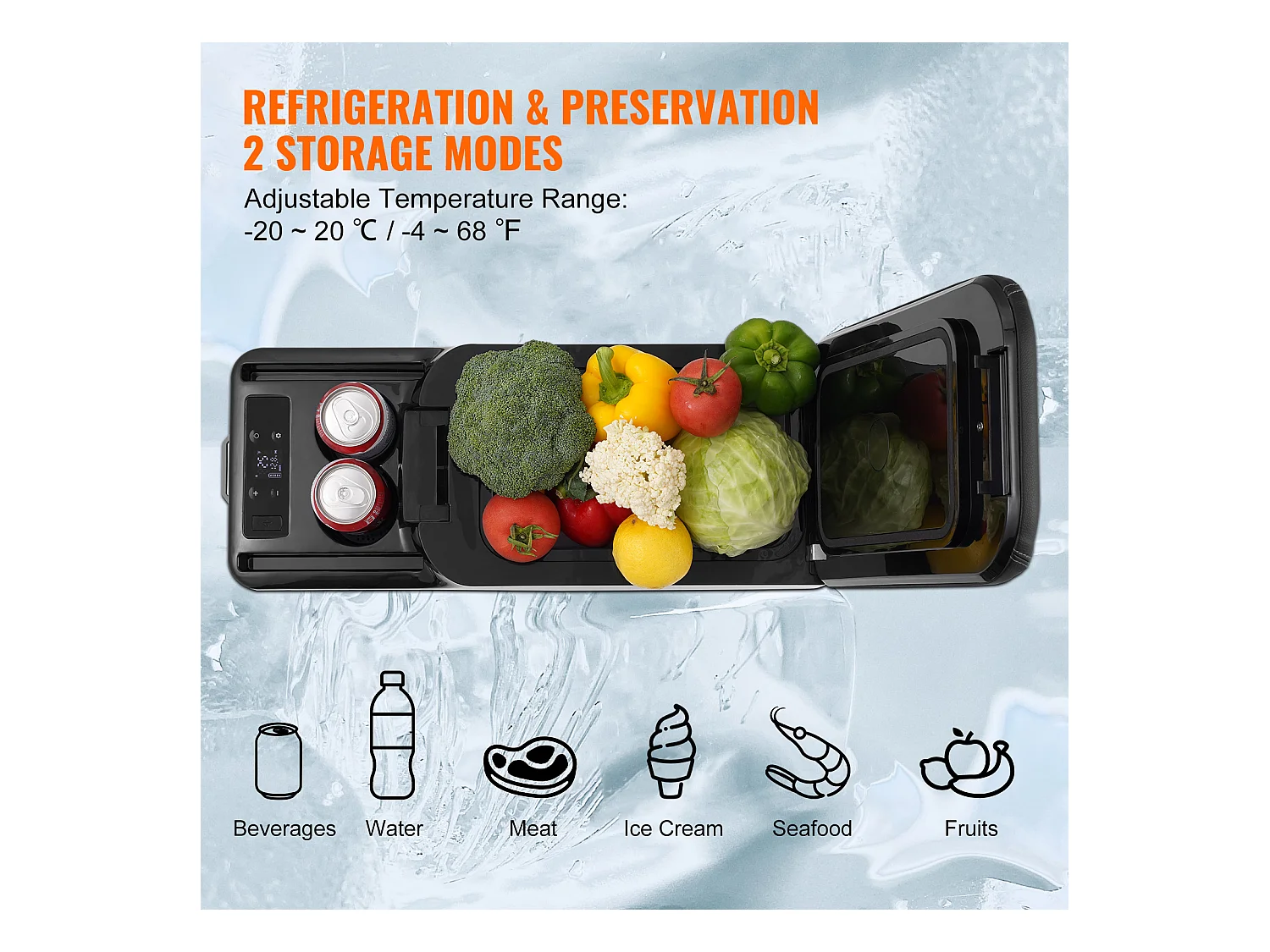 Réfrigérateur Portable SucceBuy, 15 L, Refroidisseur à Compresseur 12/24 V CC, Zone Unique pour Voiture et Maison