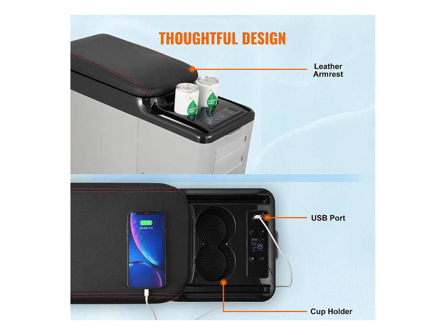 Réfrigérateur Portable SucceBuy, 15 L, Refroidisseur à Compresseur 12/24 V CC, Zone Unique pour Voiture et Maison