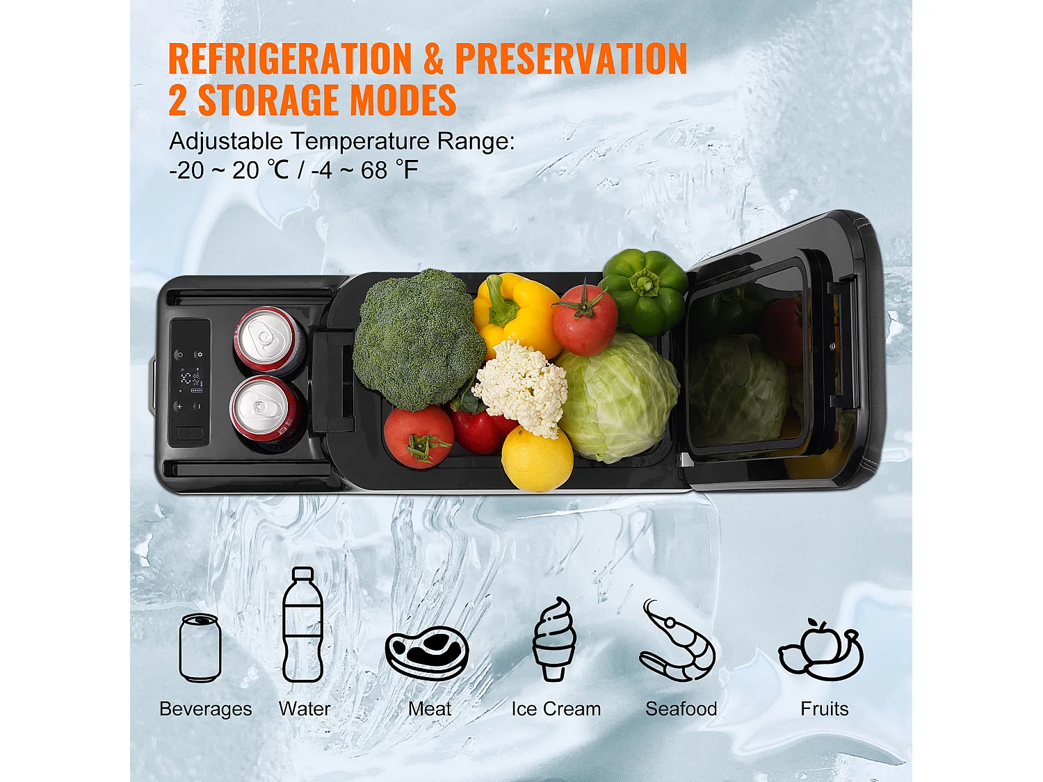 Réfrigérateur Portable SucceBuy, 15 L, Refroidisseur à Compresseur 12/24 V CC, Zone Unique pour Voiture et Maison