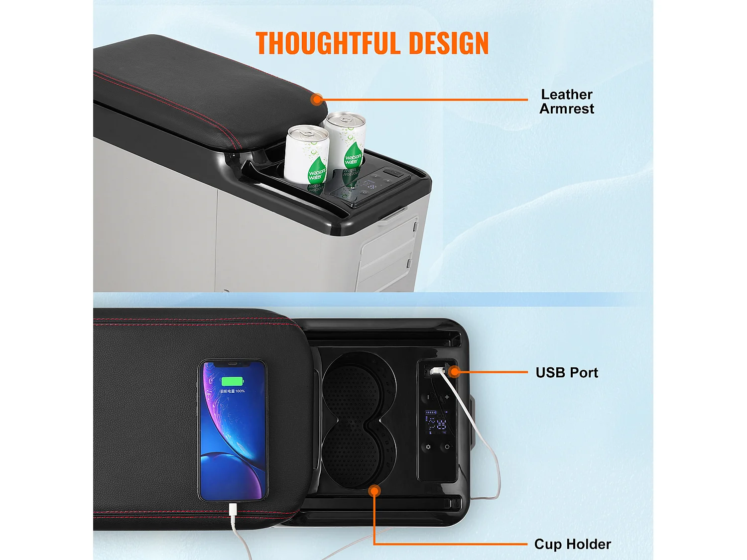 Réfrigérateur Portable SucceBuy, 15 L, Refroidisseur à Compresseur 12/24 V CC, Zone Unique pour Voiture et Maison