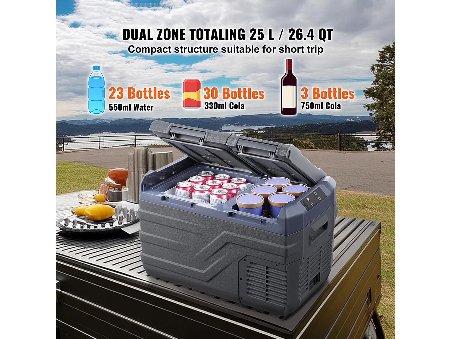 Réfrigérateur Portable SucceBuy, 25 L, Réfrigérateur de Voiture pour Aventures en Plein Air, Double Zone pour Voiture et Maison