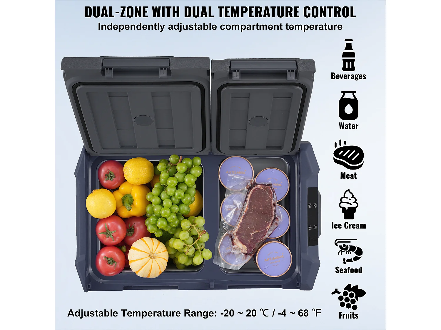 Réfrigérateur Portable SucceBuy, 25 L, Réfrigérateur de Voiture pour Aventures en Plein Air, Double Zone pour Voiture et Maison