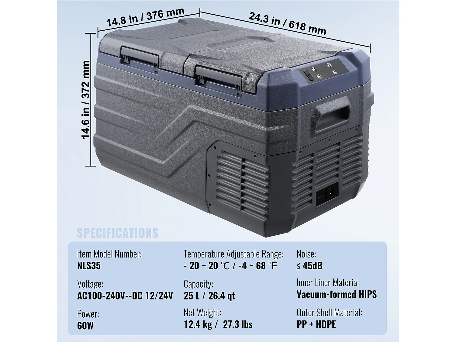 Réfrigérateur Portable SucceBuy, 25 L, Réfrigérateur de Voiture pour Aventures en Plein Air, Double Zone pour Voiture et Maison
