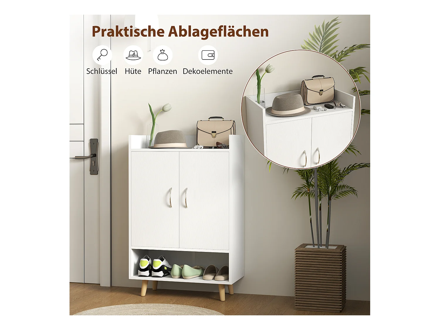 Schuhschrank, Schuhregal Mit Türen und Einlegeböden, für 12 Schuhe