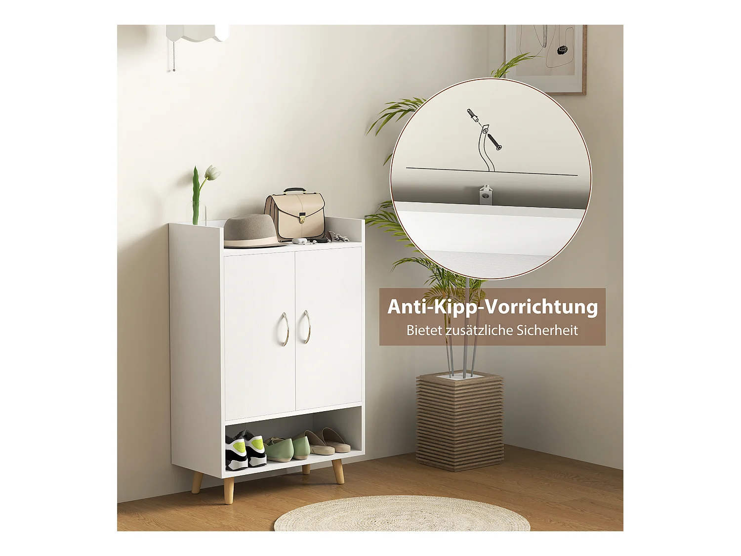 Schuhschrank, Schuhregal Mit Türen und Einlegeböden, für 12 Schuhe