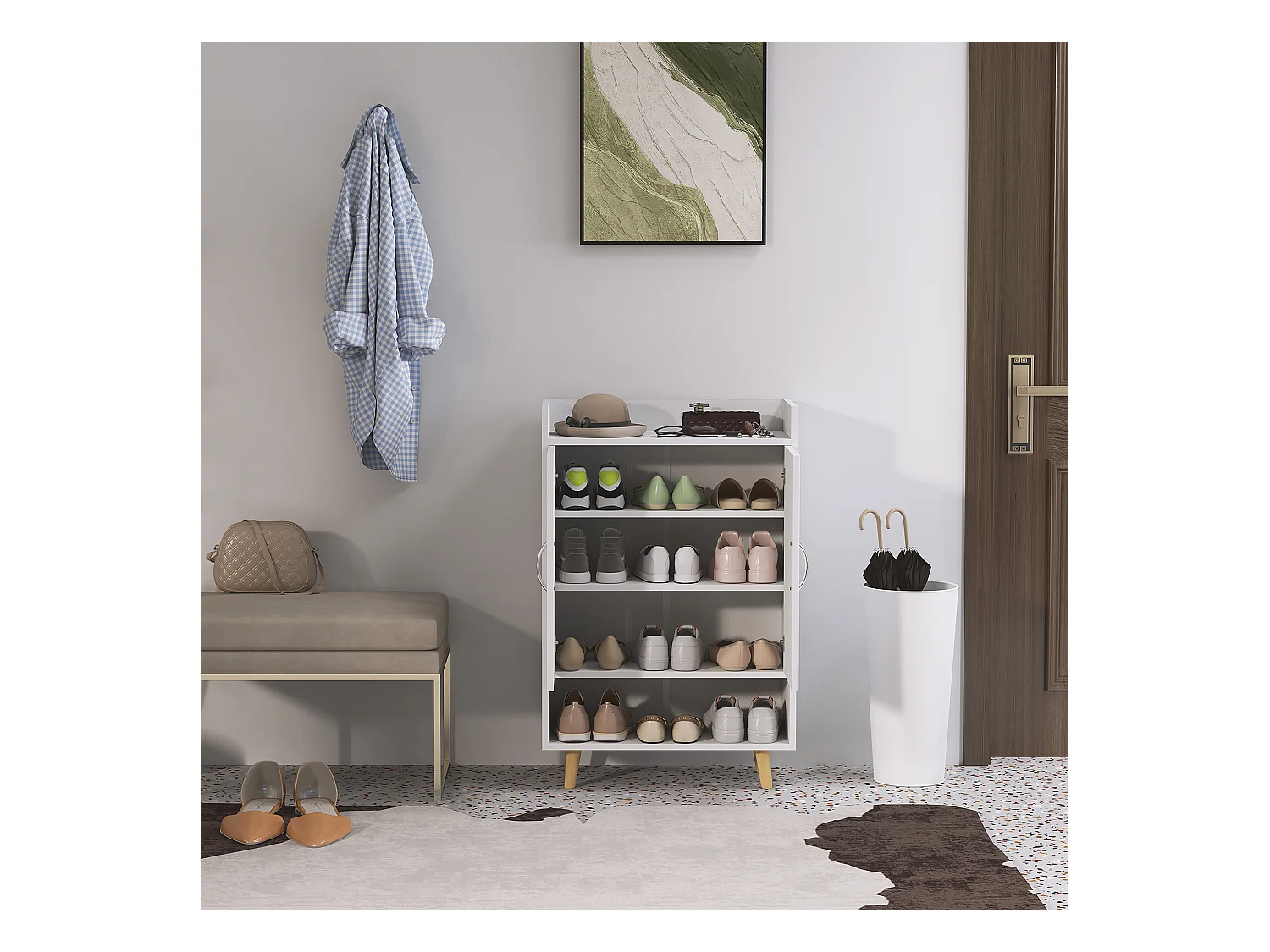 Schuhschrank, Schuhregal Mit Türen und Einlegeböden, für 12 Schuhe