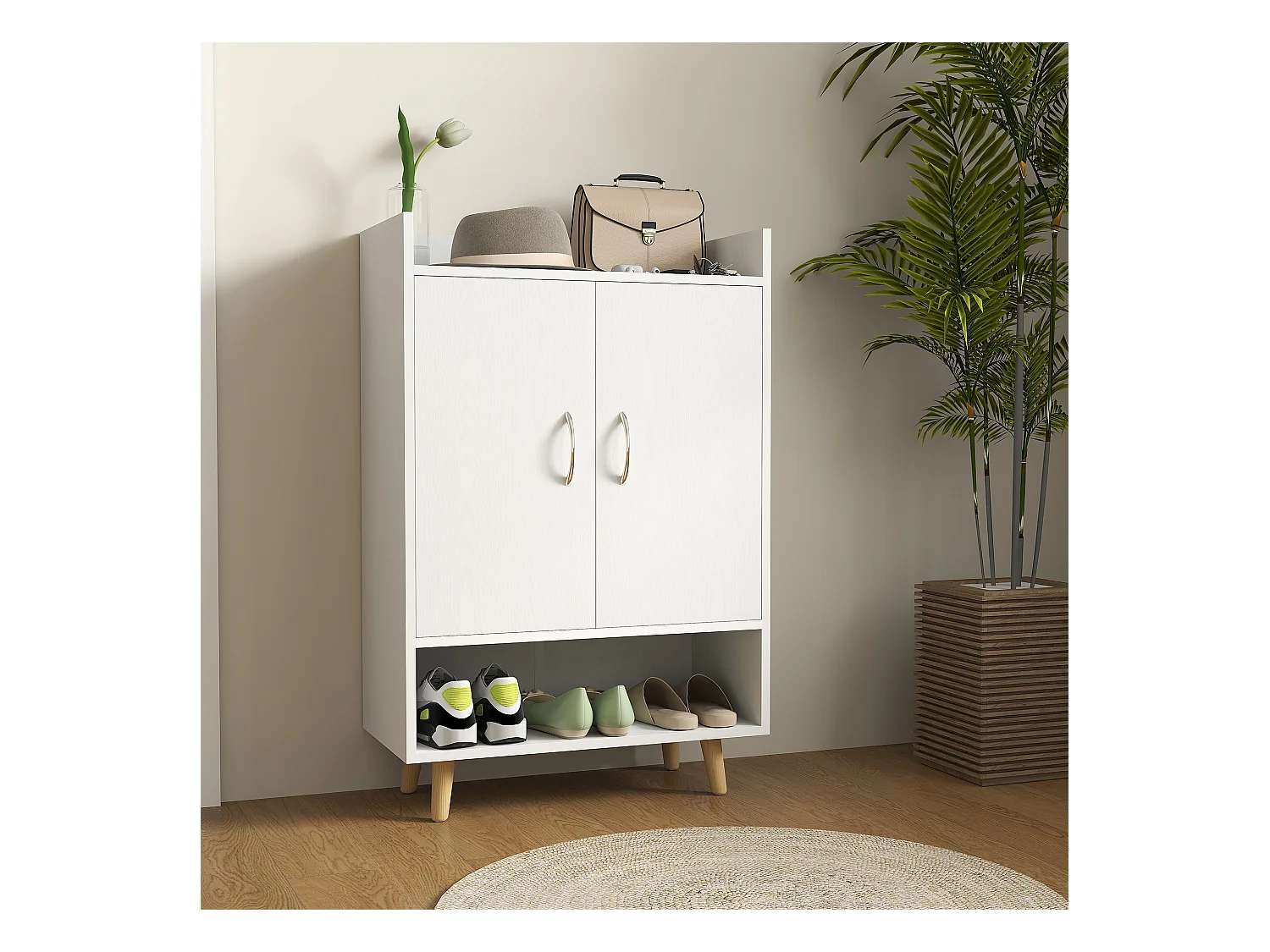 Schuhschrank, Schuhregal Mit Türen und Einlegeböden, für 12 Schuhe