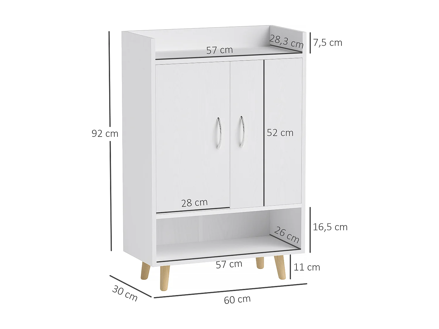 Schuhschrank, Schuhregal Mit Türen und Einlegeböden, für 12 Schuhe