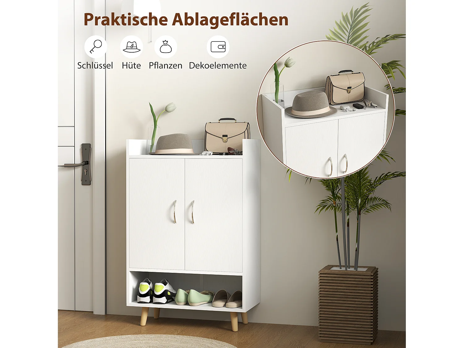 Schuhschrank, Schuhregal Mit Türen und Einlegeböden, für 12 Schuhe