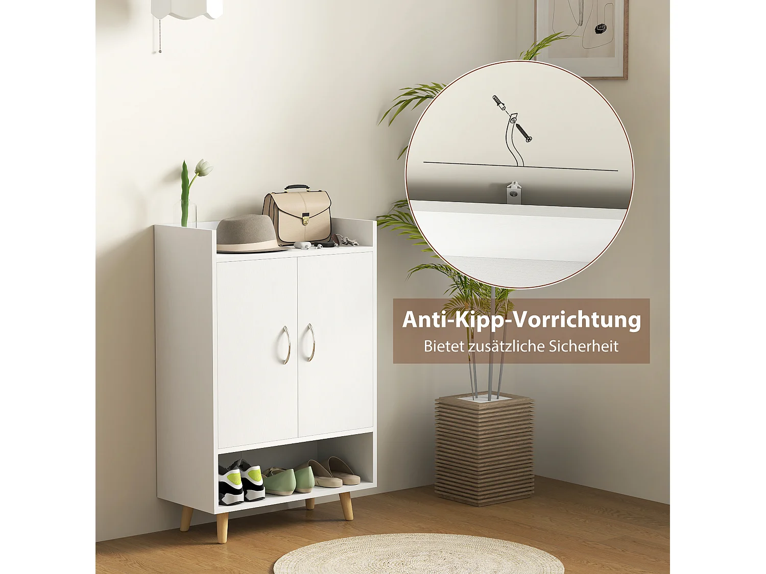 Schuhschrank, Schuhregal Mit Türen und Einlegeböden, für 12 Schuhe