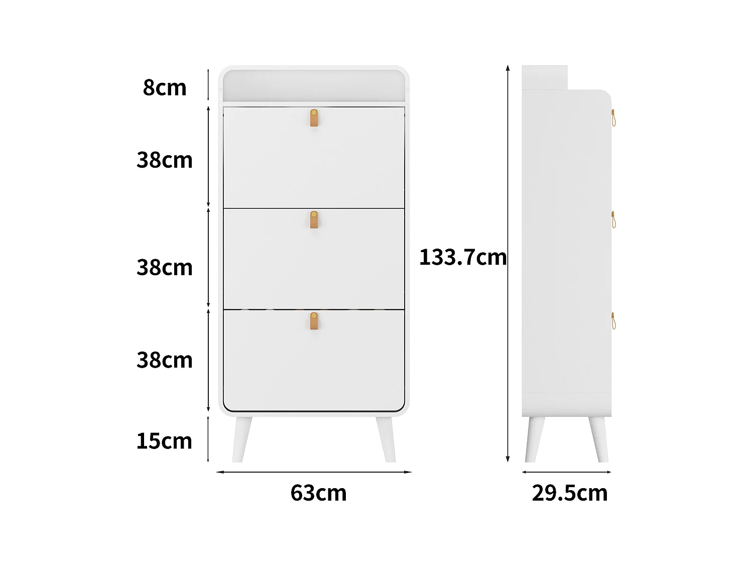 Schuhschrank mit 3 Klappschubladen, freistehend, kippbarer Schuhschrank