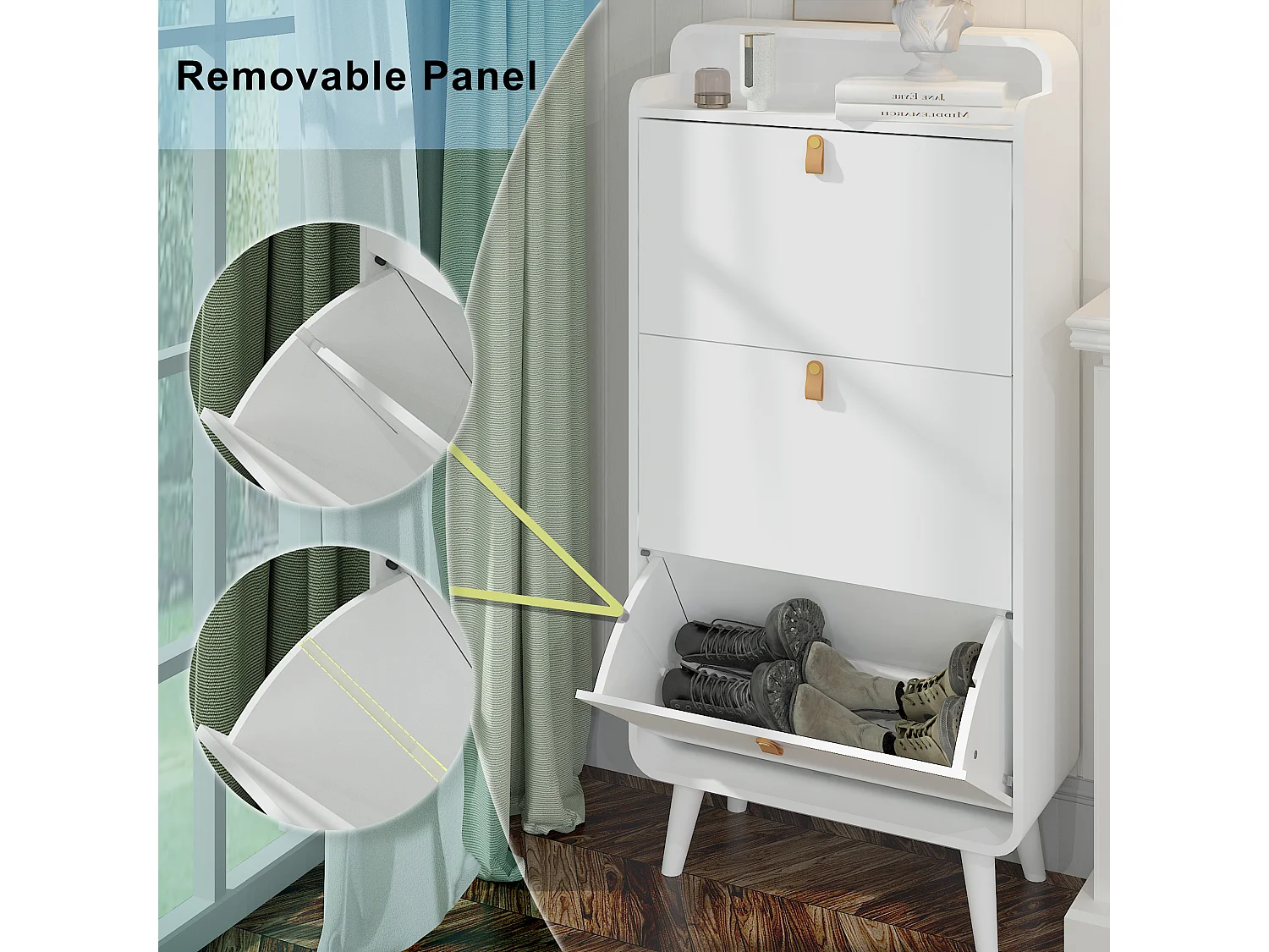 Sapateira com 3 gavetas dobráveis, independente, organizador de sapatos basculante