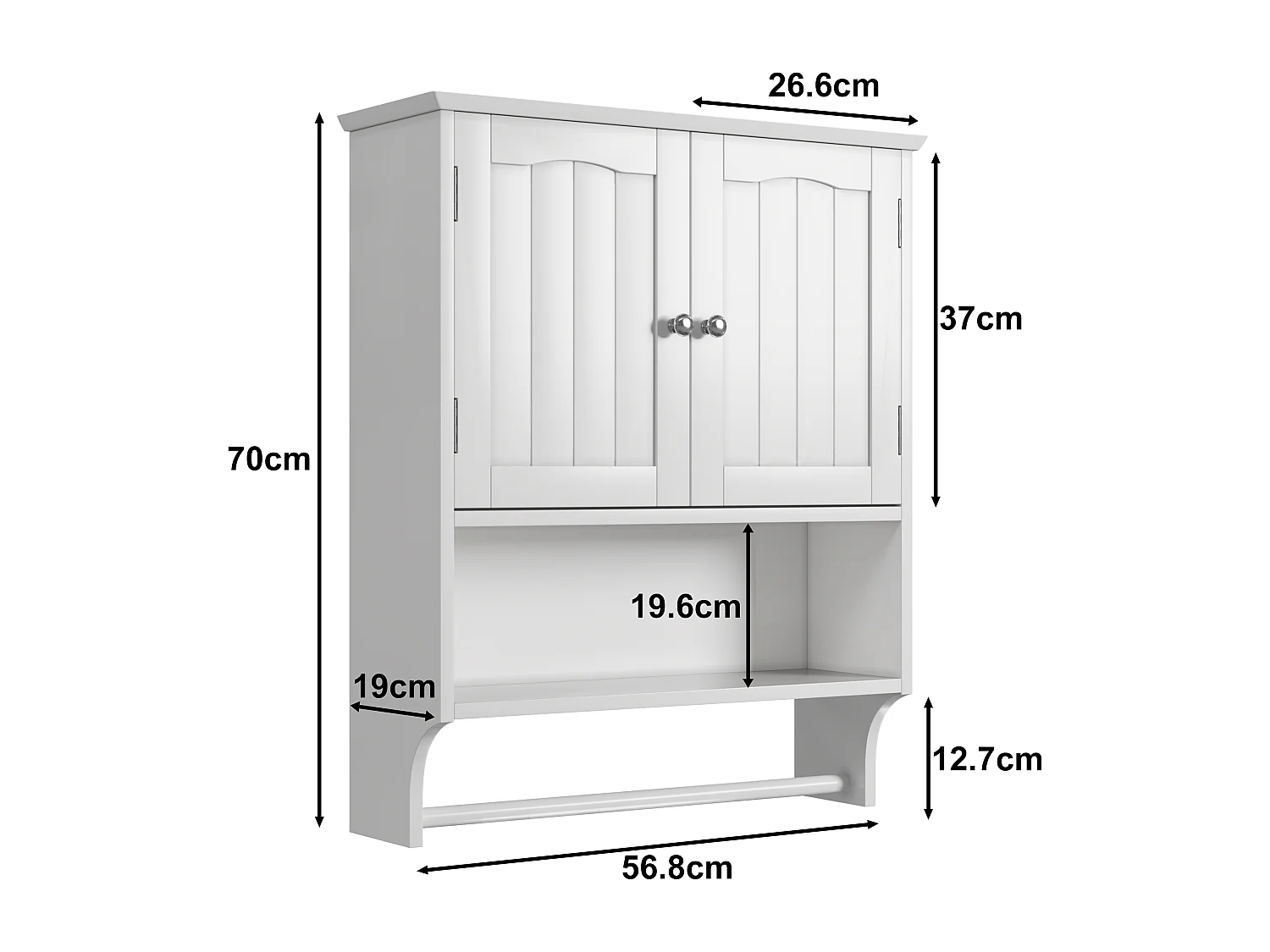 Armoire de salle de bain blanche avec porte-serviettes mural,armoire à pharmacie