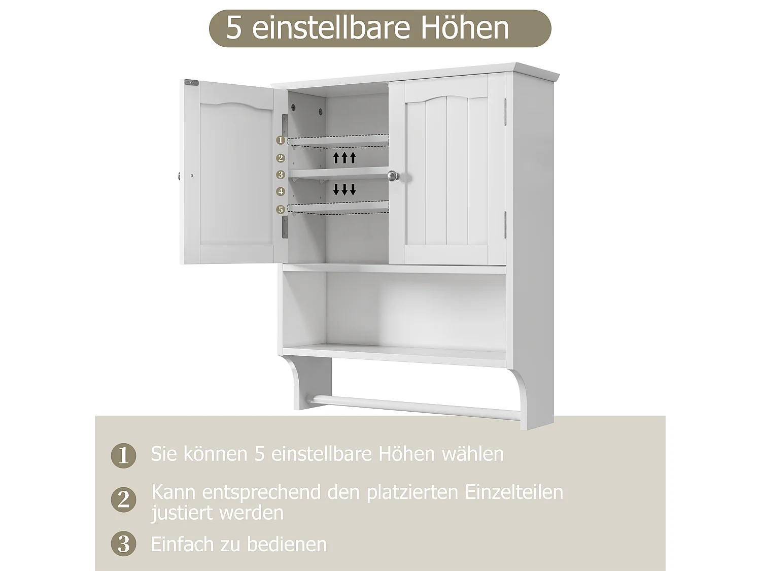 Armoire de salle de bain blanche avec porte-serviettes mural,armoire à pharmacie