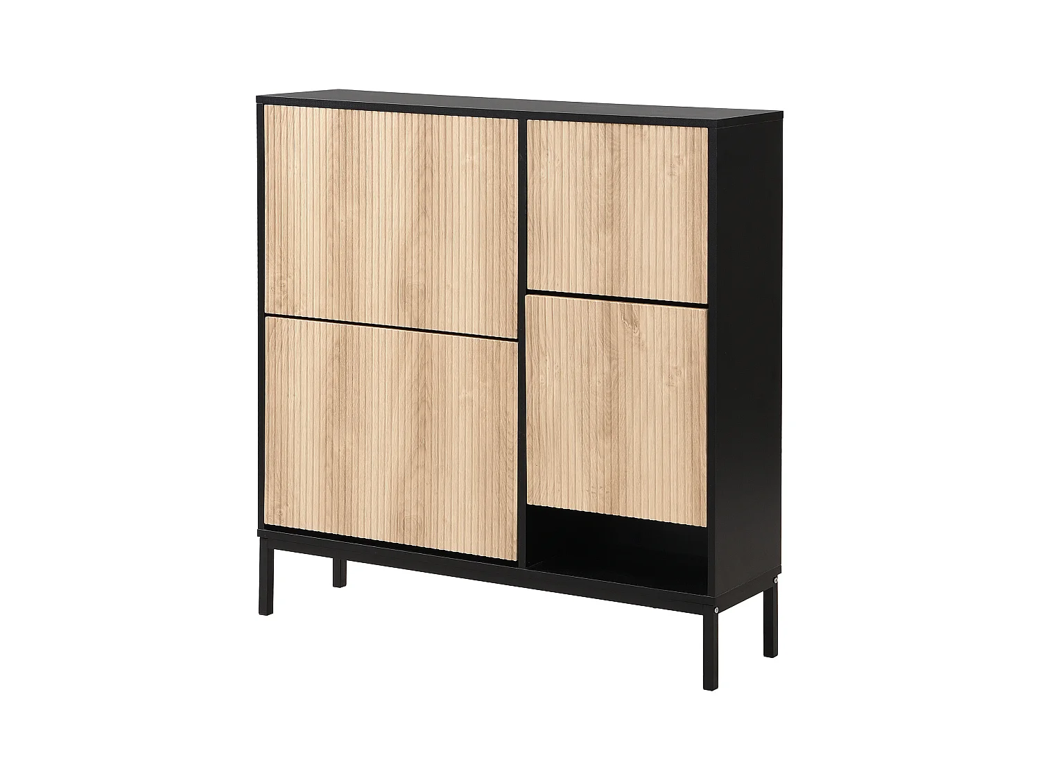 Meuble à chaussures,étagère à chaussures à trois volets et espace de rangement ouvert