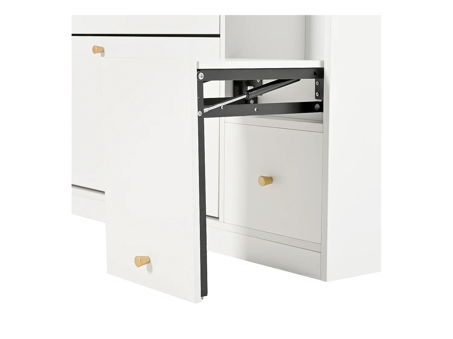 Garderobe: Vielseitiger, kippbarer Schuhschrank mit 3 Klappschubladen