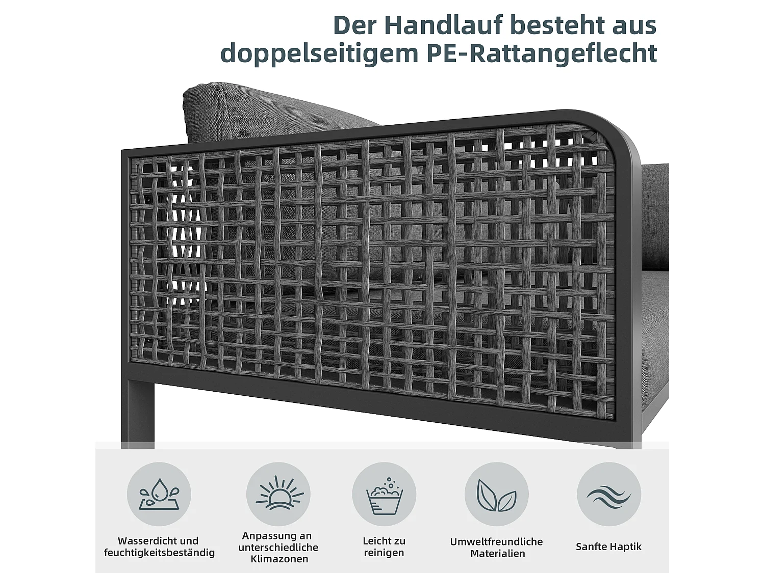 Salon de jardin,ensemble de meubles en rotin pour 6-7 personnes,canapé d'angle