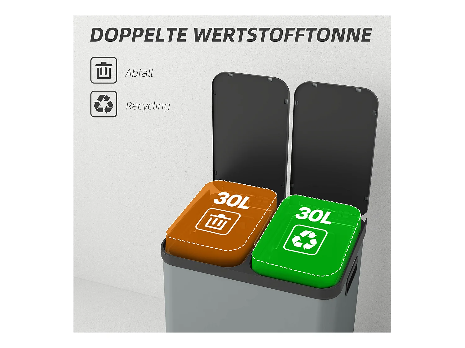 2 Papeleiras de 30 L, Papeleira com Pedal, Papeleira para Cosméticos com Tampa e Pedal