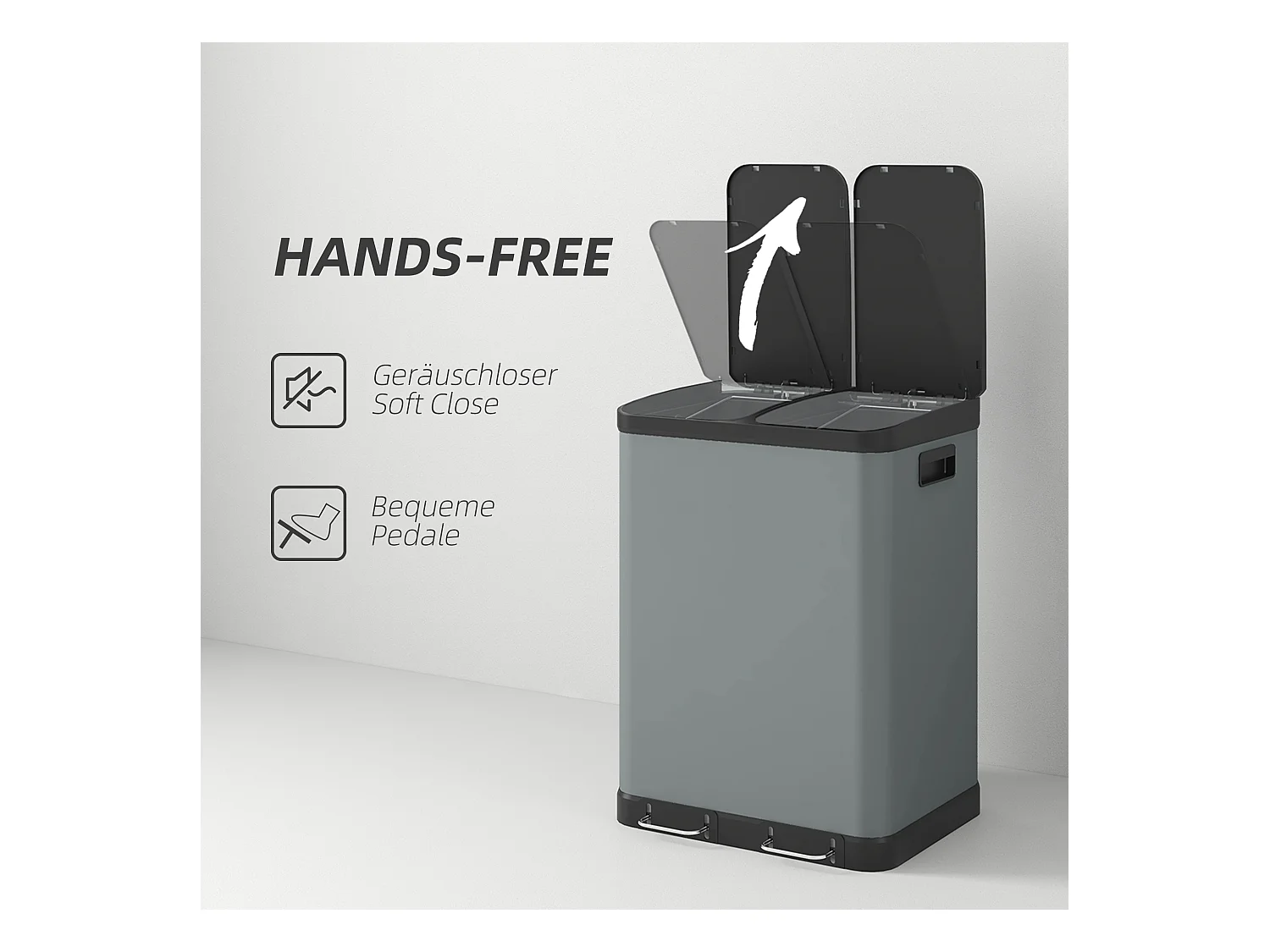 2 Papeleiras de 30 L, Papeleira com Pedal, Papeleira para Cosméticos com Tampa e Pedal