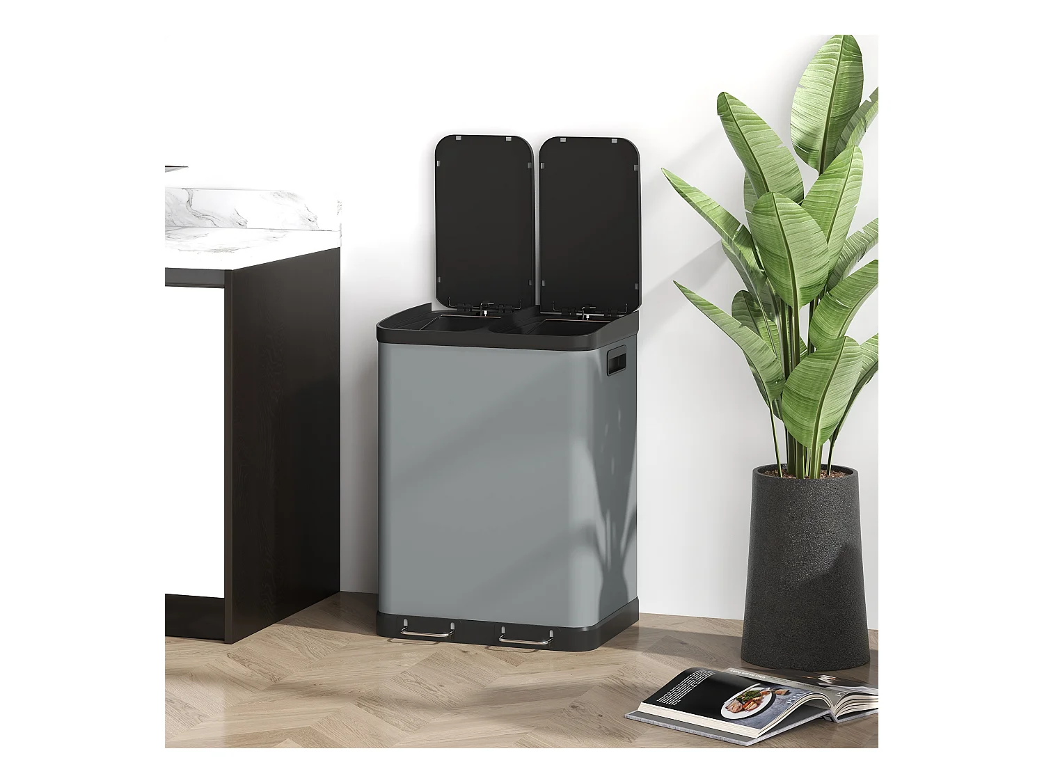 2 Papeleiras de 30 L, Papeleira com Pedal, Papeleira para Cosméticos com Tampa e Pedal