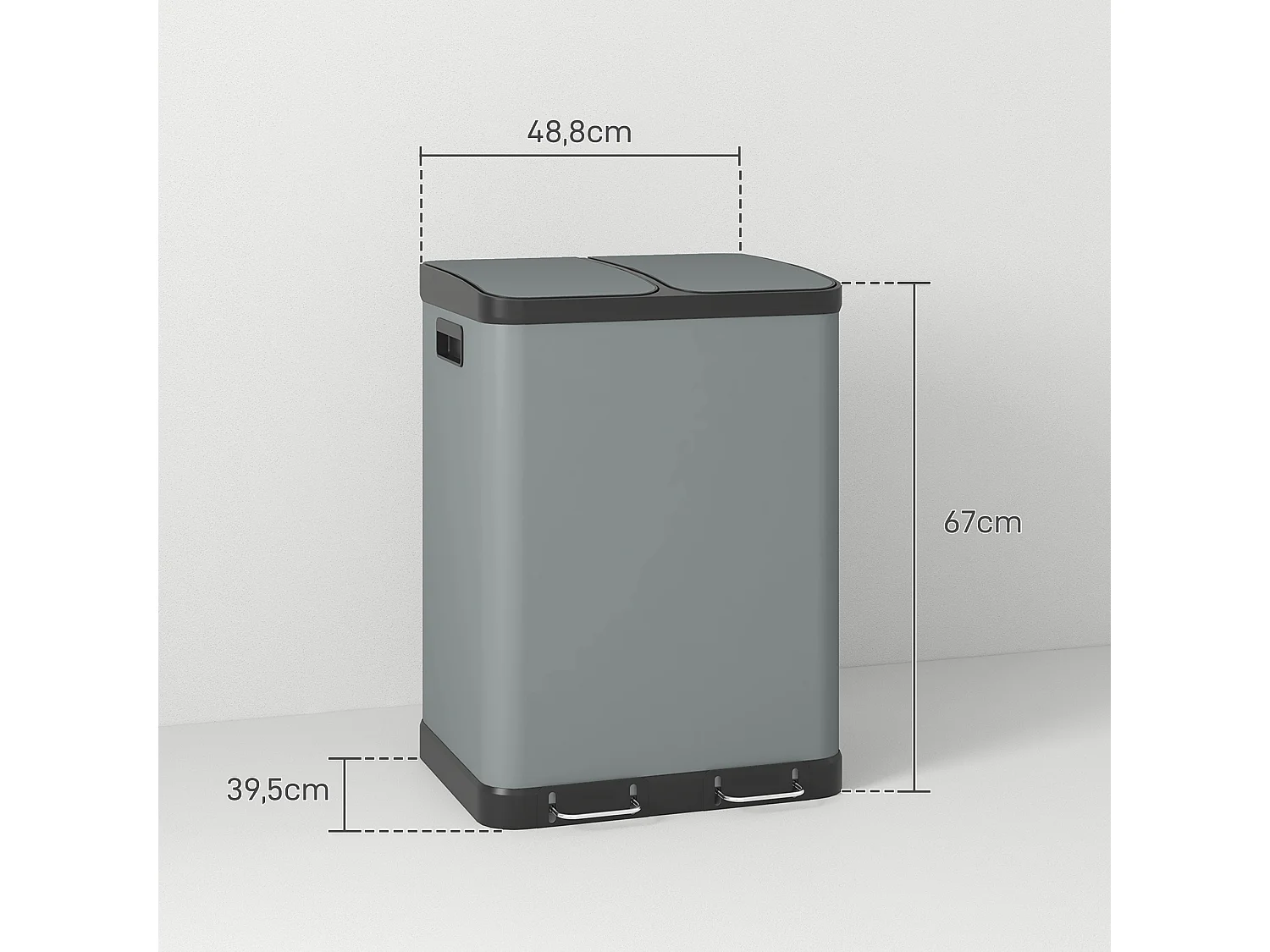 Poubelle 2x30L poubelle à pédale poubelle cosmétique avec couvercle et pédale