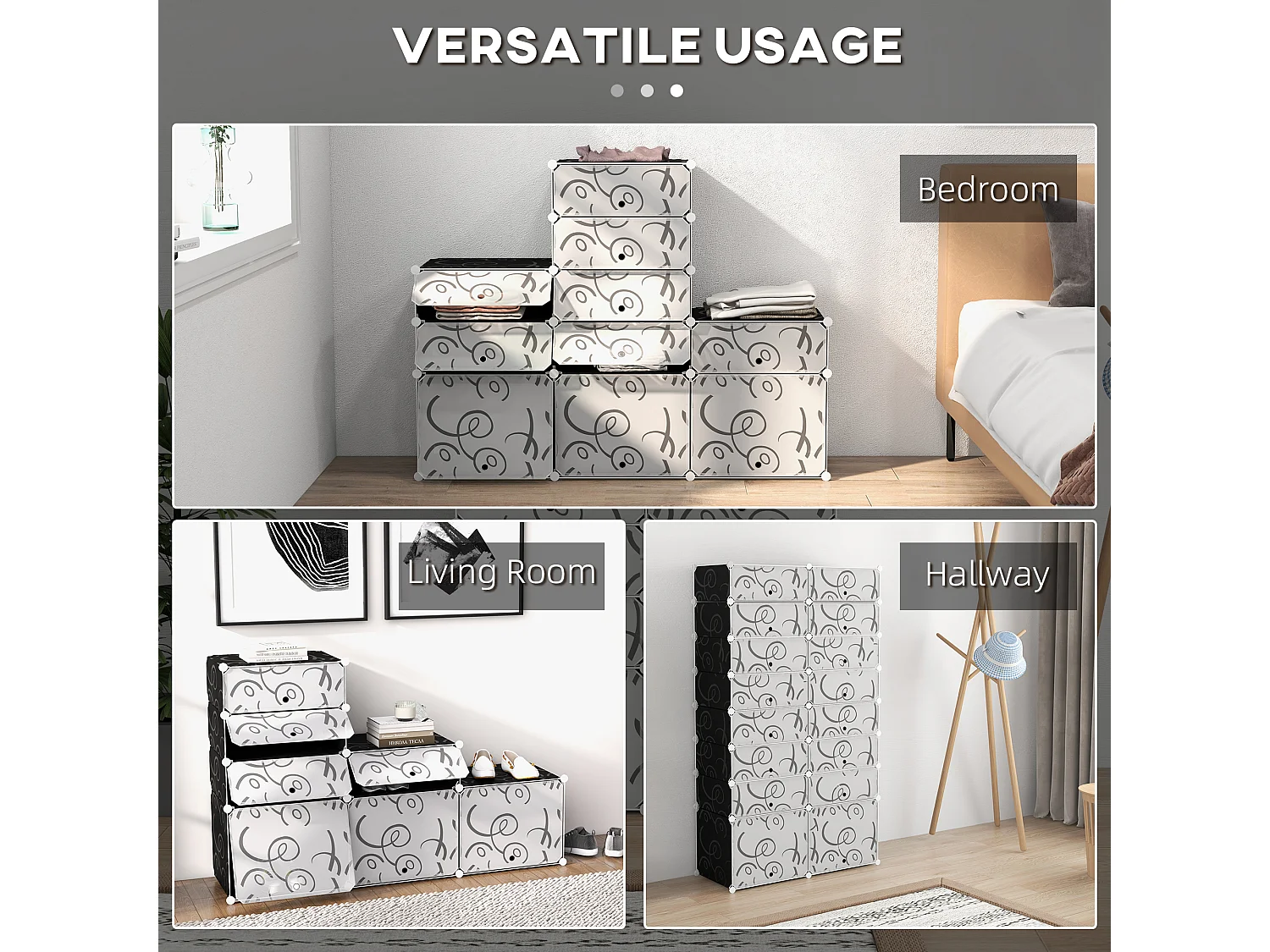 DIY Armoire à chaussures Étagère à chaussures modulaire Vestiaire,16 compartiments