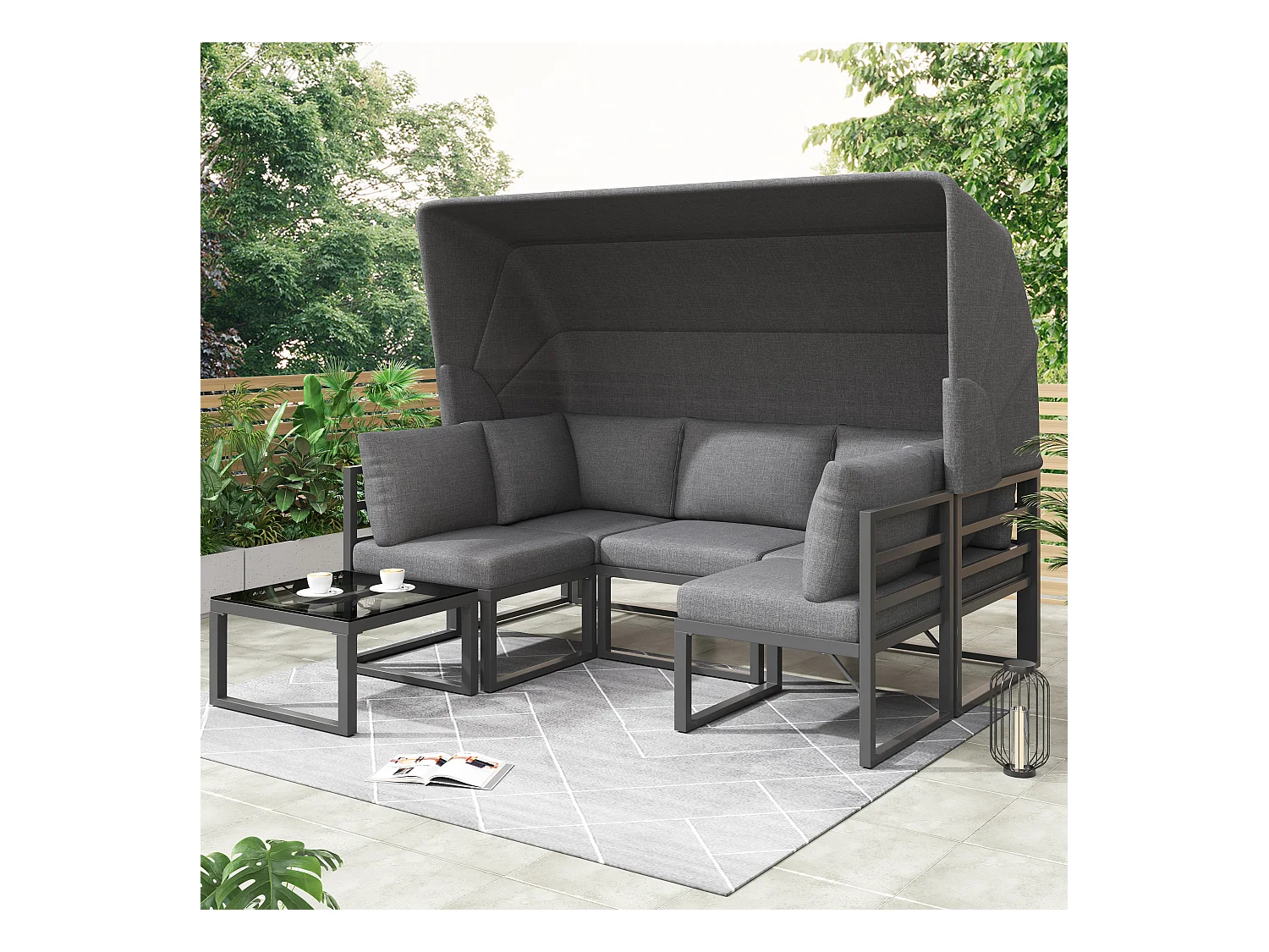 Tuinloungeset, Iron Sunny Island zitgroep, kruk en tafel