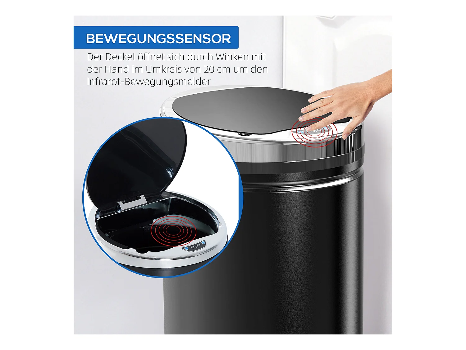 Poubelle à capteur 42L,poubelle automatique électrique avec couvercle,antirouille