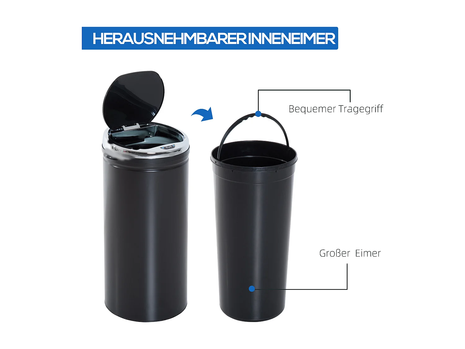 Poubelle à capteur 42L,poubelle automatique électrique avec couvercle,antirouille