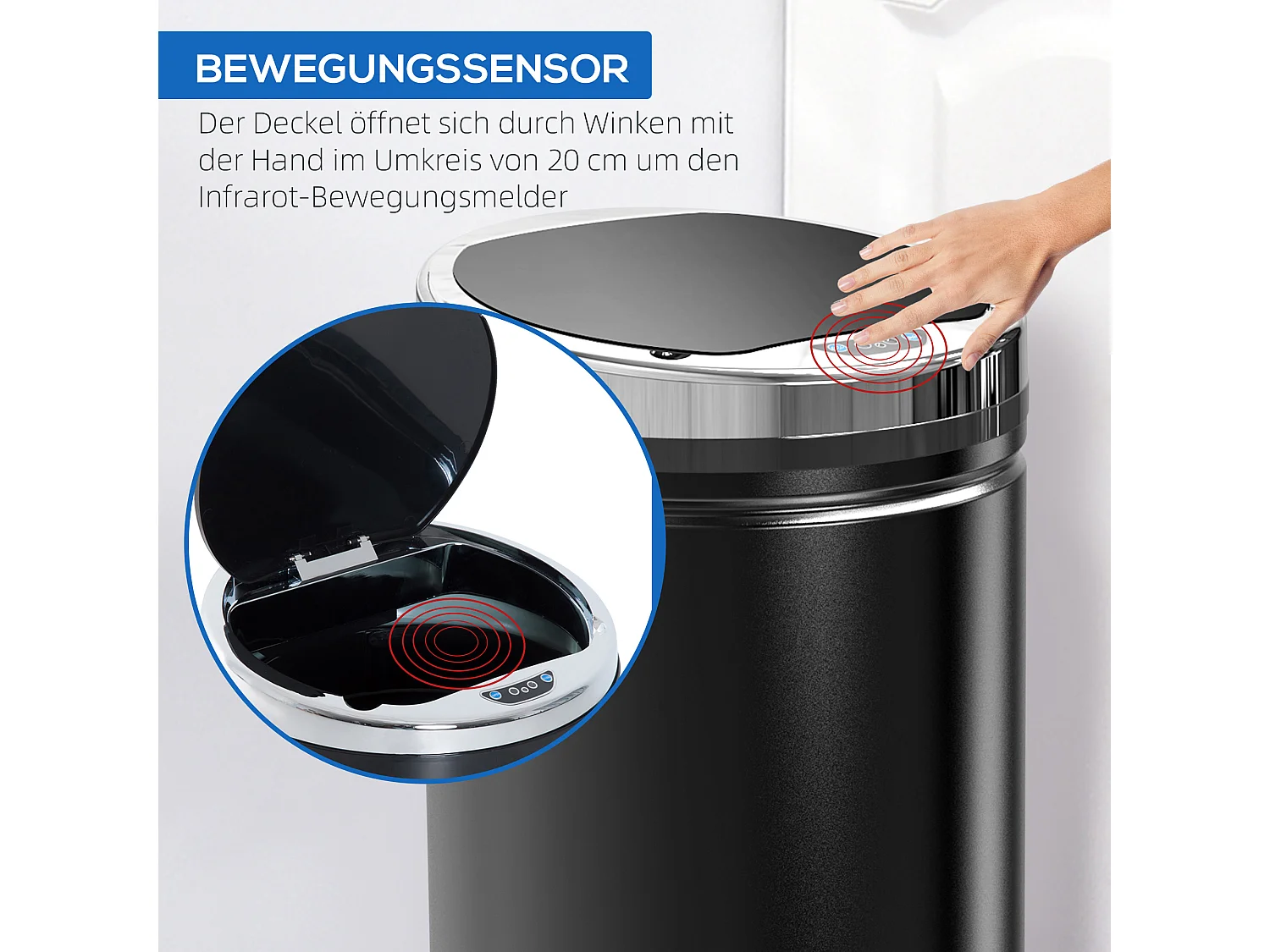 Poubelle à capteur 42L,poubelle automatique électrique avec couvercle,antirouille