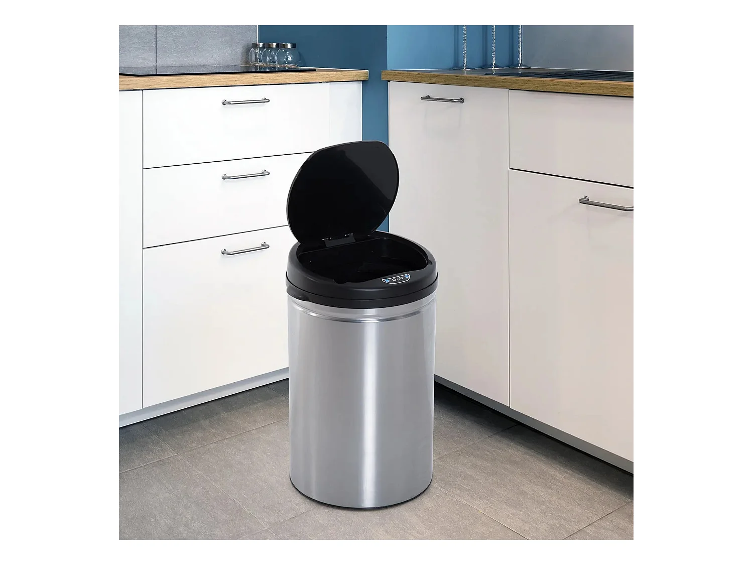 Automatischer Sensor-Mülleimer, rund, 30 l, Edelstahl