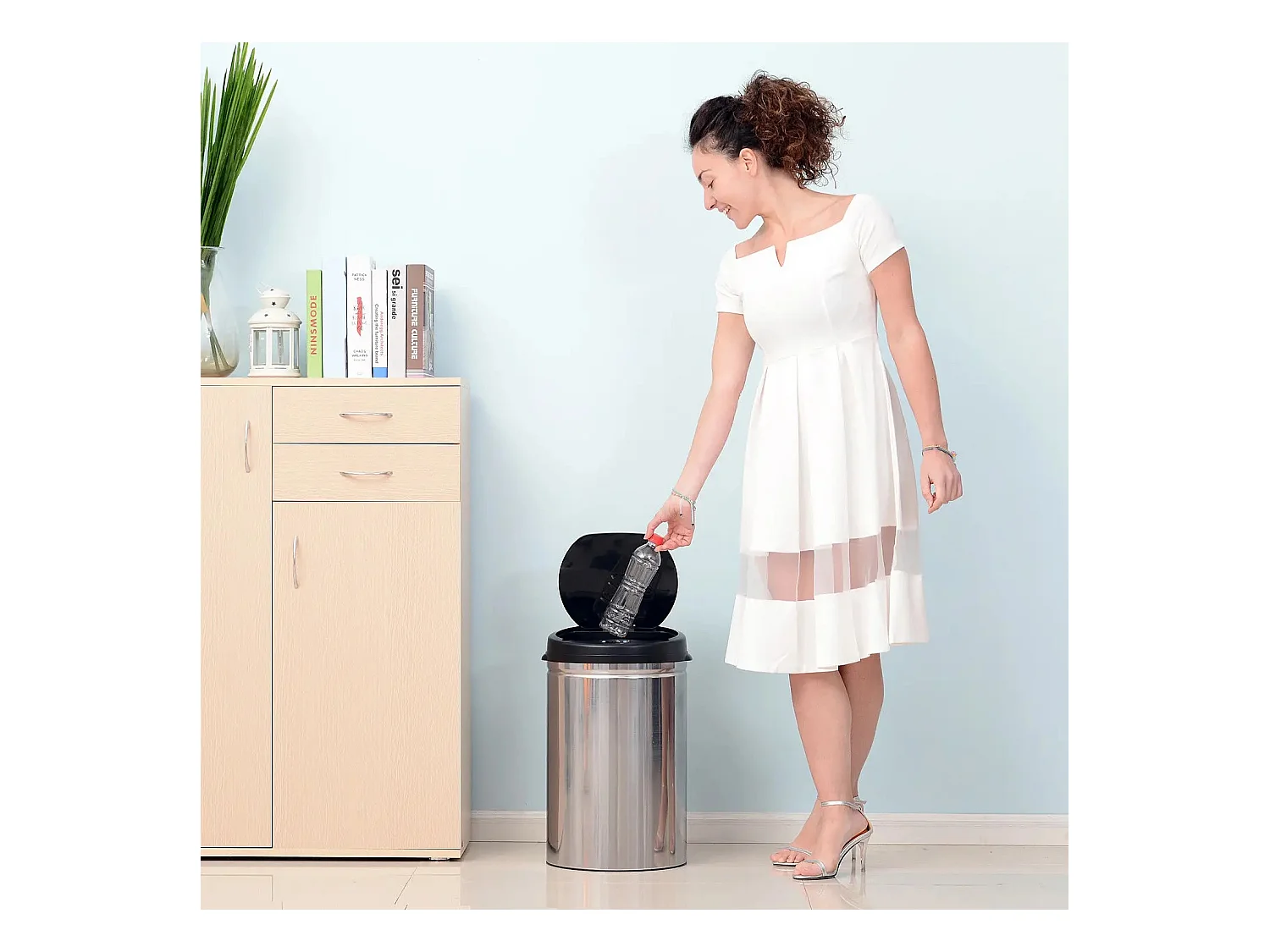 Automatischer Sensor-Mülleimer, rund, 30 l, Edelstahl