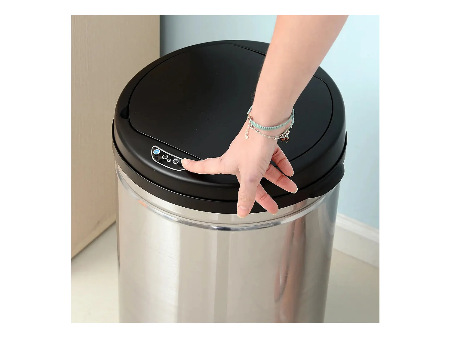 Automatischer Sensor-Mülleimer, rund, 30 l, Edelstahl