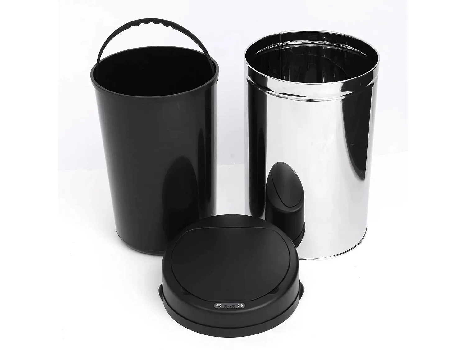 Poubelle automatique à capteur infrarouge,ronde,30 L,acier inoxydable