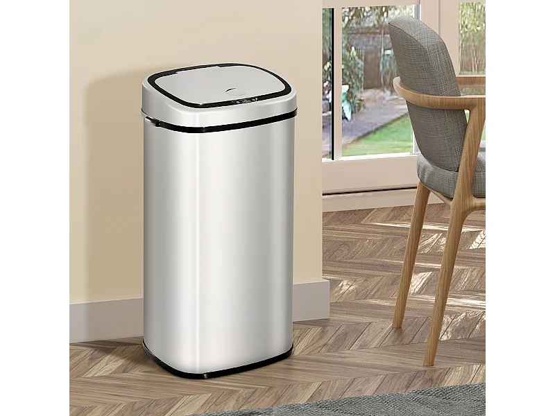 Automatischer Sensor-Mülleimer, Küche, Edelstahl, silber, 68 l