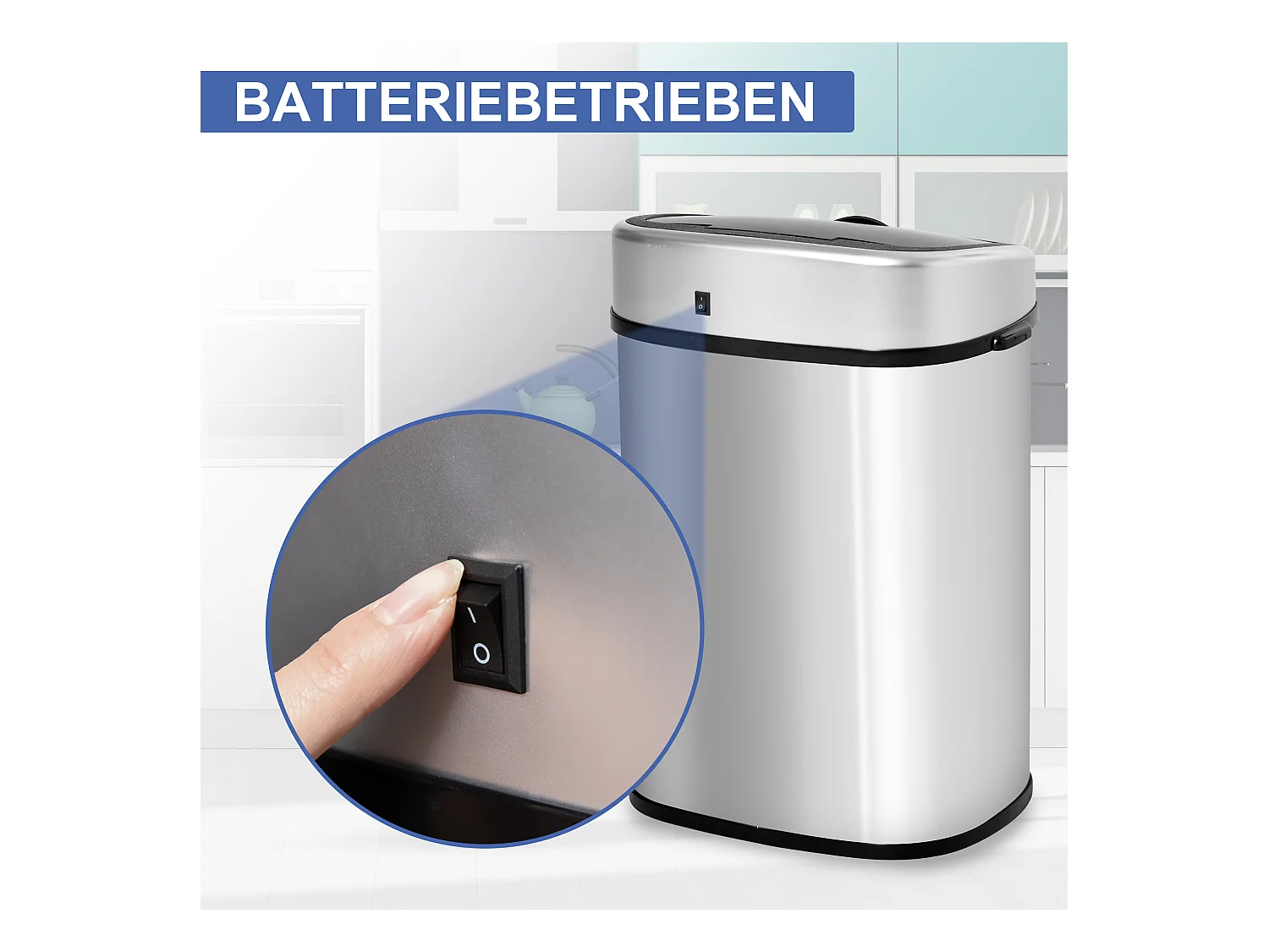 48 l Küchen-Mülleimer mit Infrarot-Sensor, Edelstahl silber, L 40 x B 29 x H 68 cm