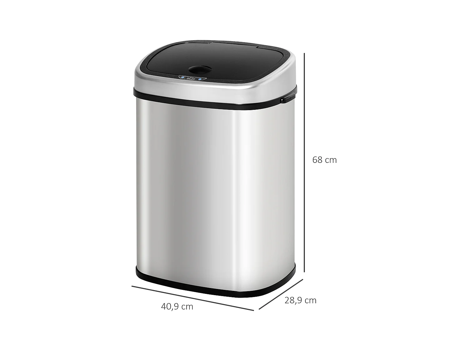 Poubelle 58L automatique avec capteur infrarouge,en acier inoxydable argenté,L40xl28xH68cm
