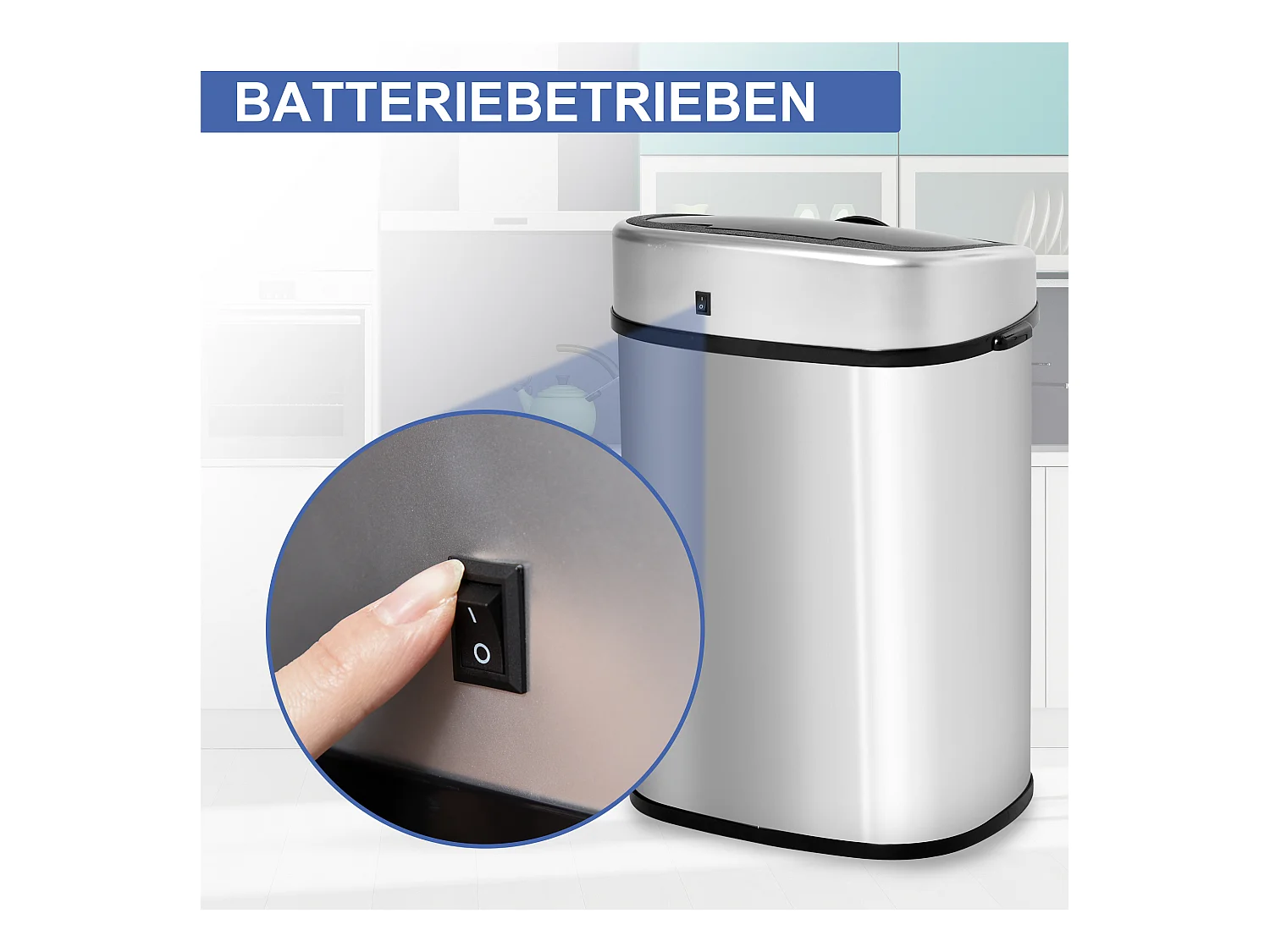 58 l automatische sensor prullenbak met infraroodsensor, zilverkleurig roestvrij staal, L40 x B28 x H68 cm