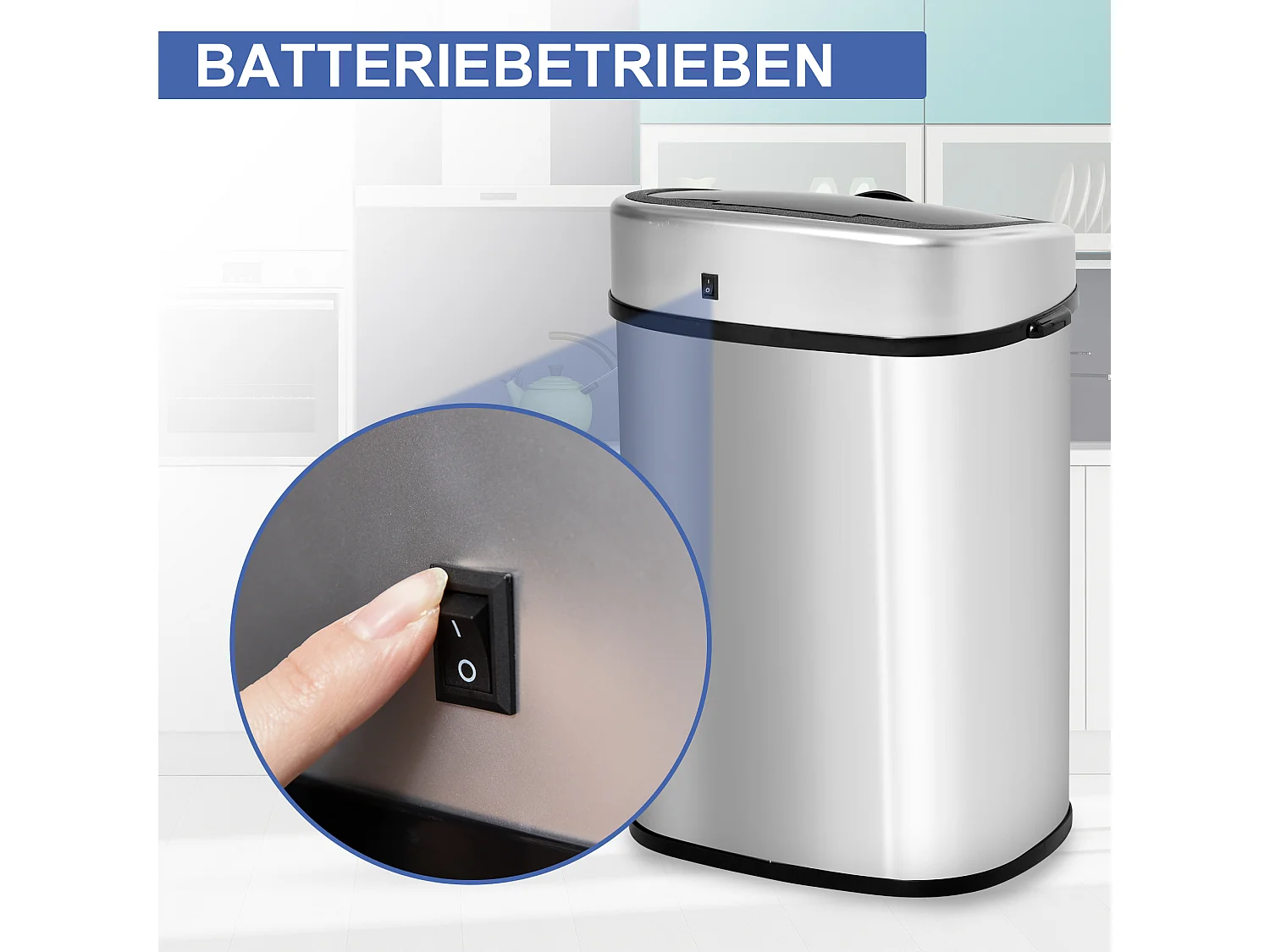 Papeleira Automática com Sensor de 58 L e Sensor Infravermelhos, Aço Inoxidável Prateado, C40 x L28 x A68 cm