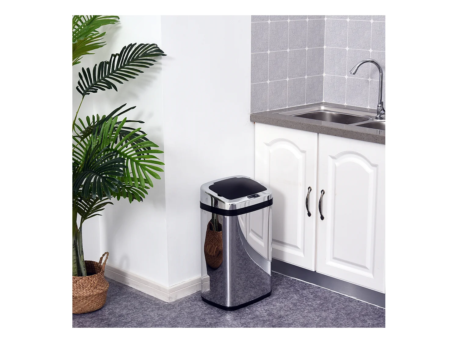 Papeleira Automática com Sensor de 30 L e Sensor IR, Aço Inoxidável, para Gestão de Resíduos