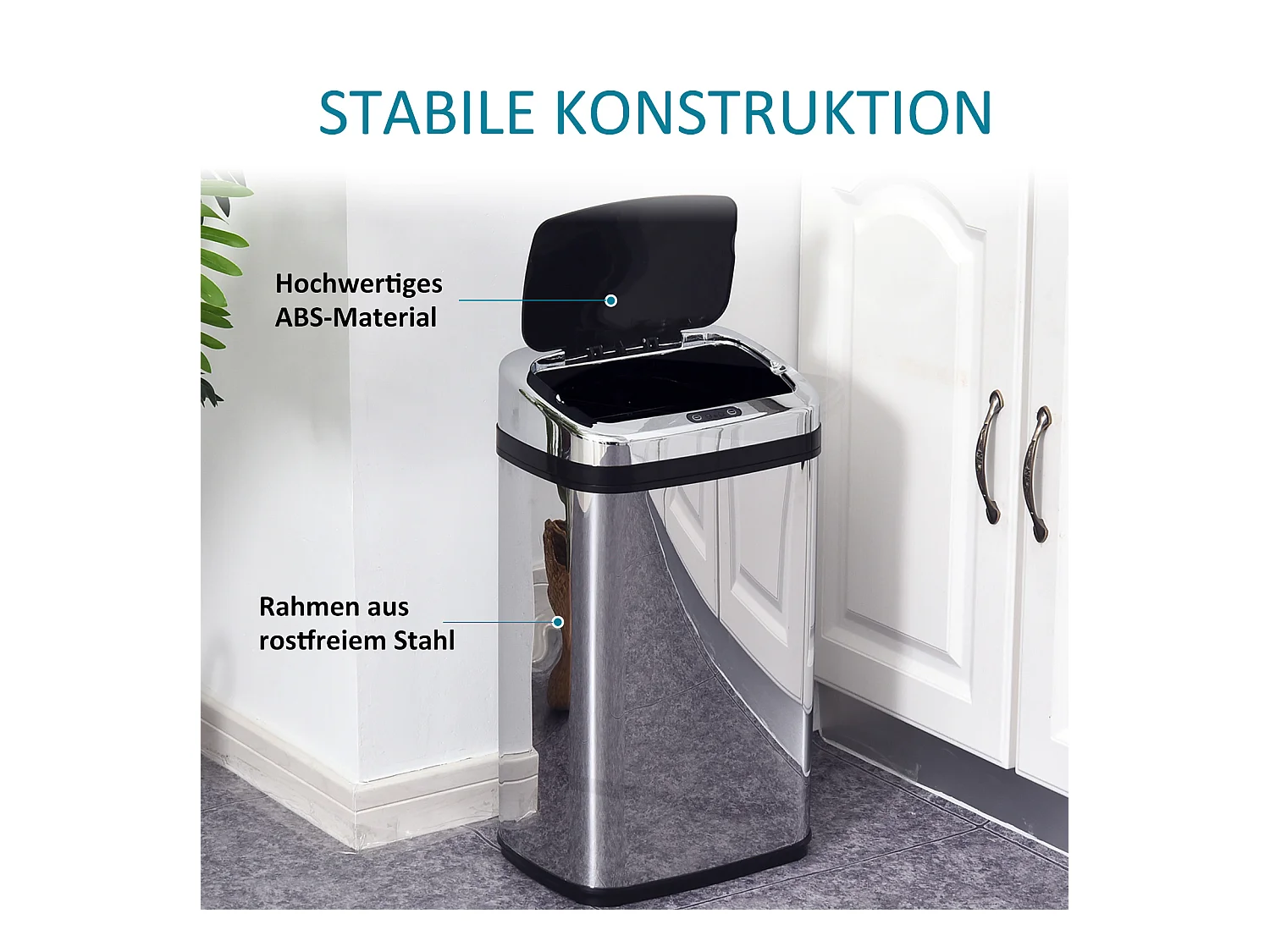 Papeleira Automática com Sensor de 30 L e Sensor IR, Aço Inoxidável, para Gestão de Resíduos