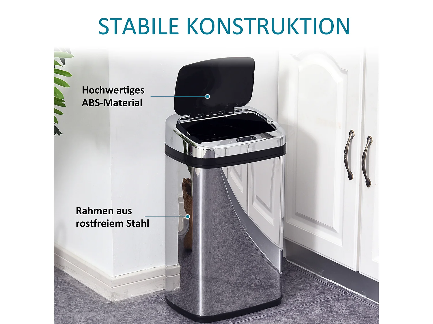 Poubelle automatique à capteur 30L avec capteur IR,en acier inoxydable,pour une gestion