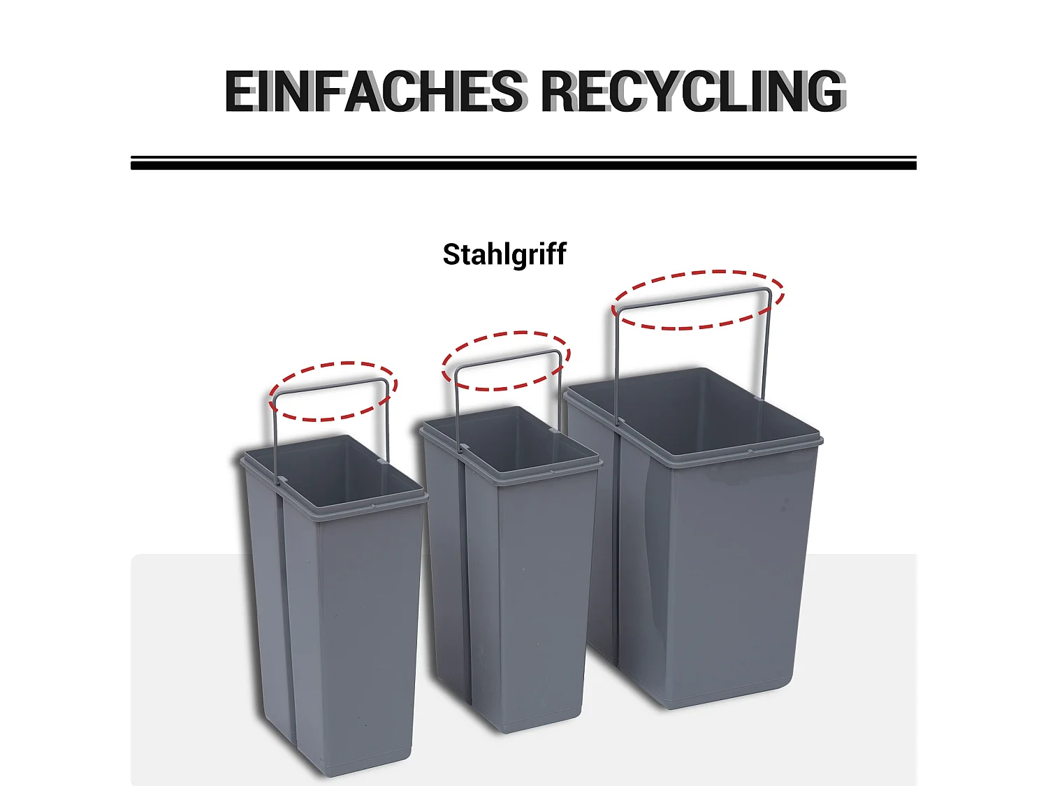 Poubelle encastrable 40L,collecteur de déchets coulissant sous meuble avec 3 compartiments