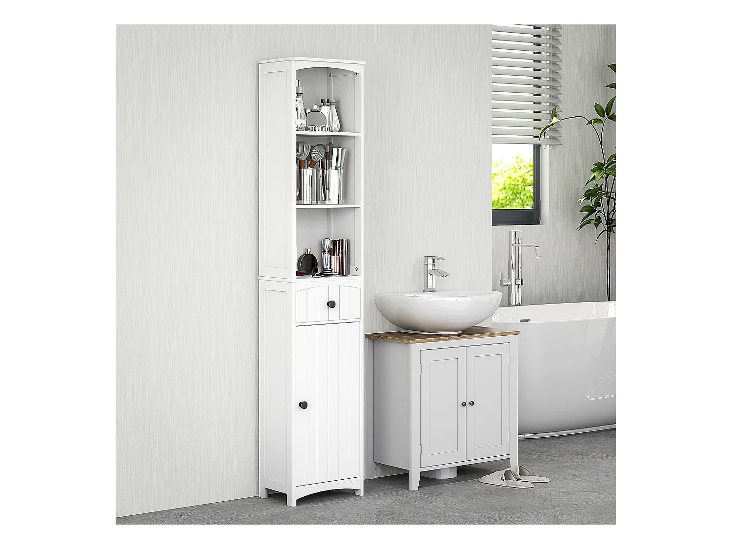 Meuble de salle de bain,meuble haut avec 3 étagères,1 tiroir,meuble de salle de bain