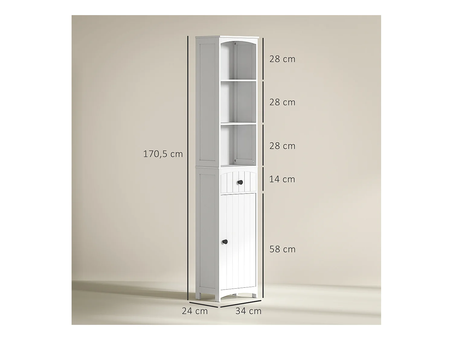 Meuble de salle de bain,meuble haut avec 3 étagères,1 tiroir,meuble de salle de bain