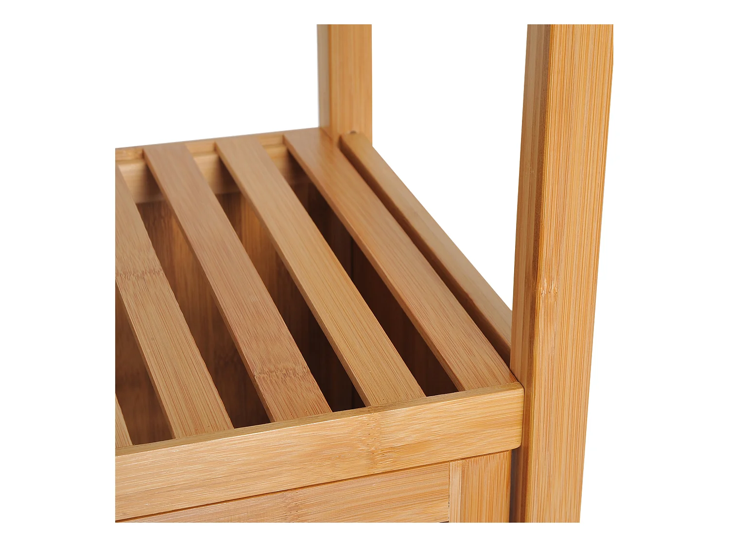 Badezimmerschrank mit 3 offenen Fächern aus Bambus, 36 x 33 x 140 cm