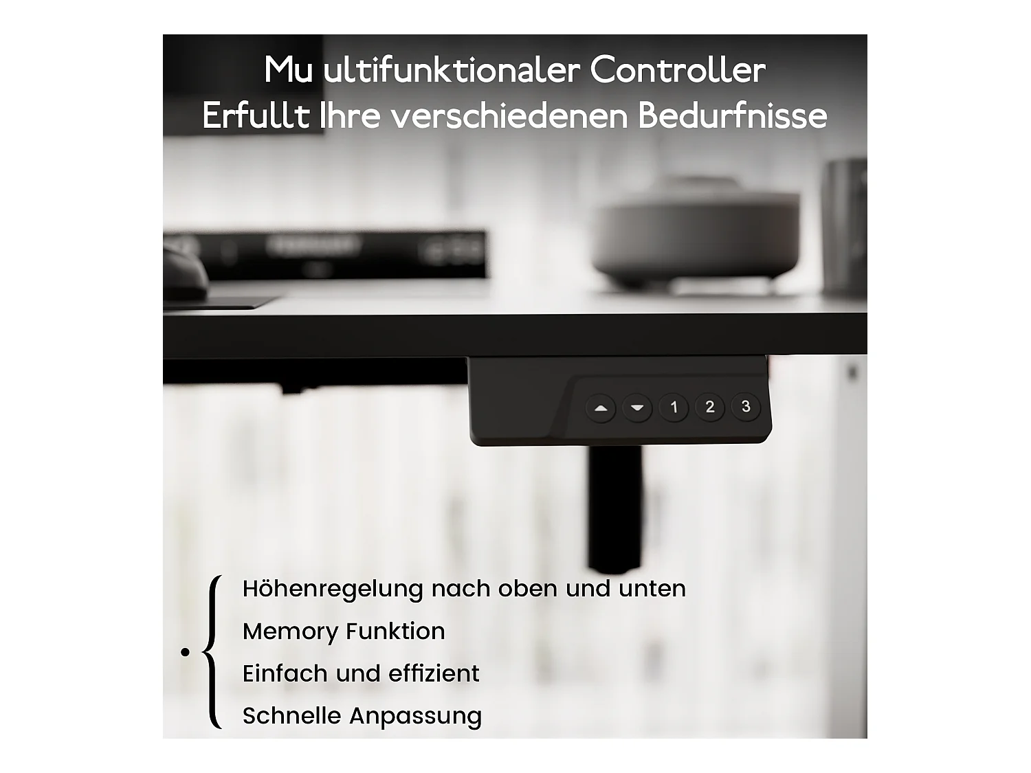 HOMAVO Elektrisch höhenverstellbarer Schreibtisch 110x60 cm – Mit Memory-Funktion & Kollisionsschutz – Ideal für Homeoffice – Farbe Schwarz