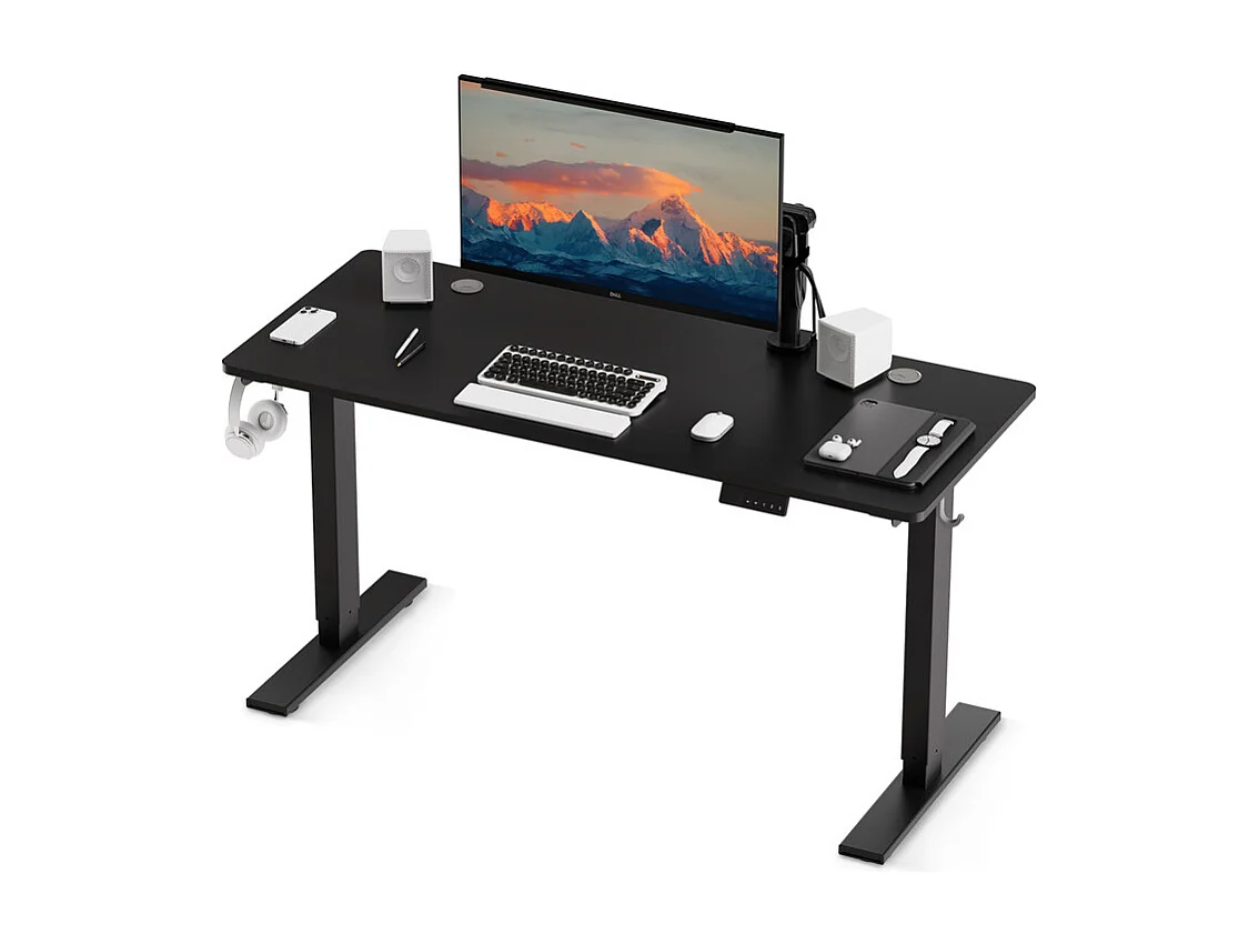 HOMAVO Elektrisch höhenverstellbarer Schreibtisch 110x60 cm – Mit Memory-Funktion & Kollisionsschutz – Ideal für Homeoffice – Farbe Schwarz